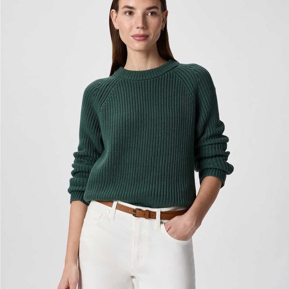 Quince Fisherman Cotton Green Sweater